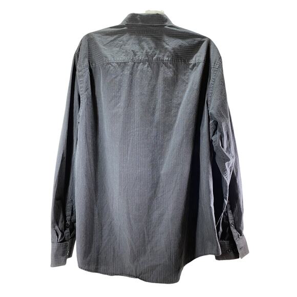 Perry Ellis Mens Size XL Long Sleeve Cotton Gray Pin Stripe Button Up Shirt - Picture 2 of 8